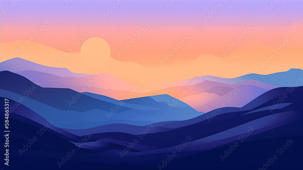 Fototapeta premium Ethereal Gradient Dreamscape - Minimalist Abstract Landscape for Desktop Backgrounds in Soothing Colors