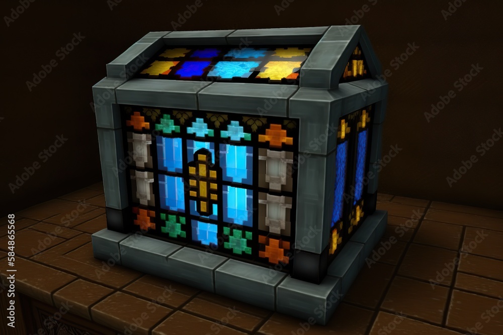 Server made of stained glass, concept of Technology and Art, created with Generative AI technology Server made of stained glass, concept of Technology and Art, created with Generative AI technology