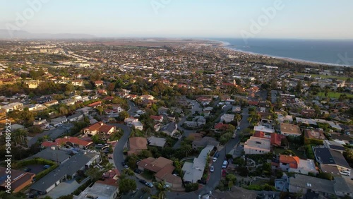 2022 - good aerial over hillside community neighborhood in Ventura, California.