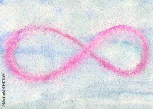 Pink infinity sign on blue