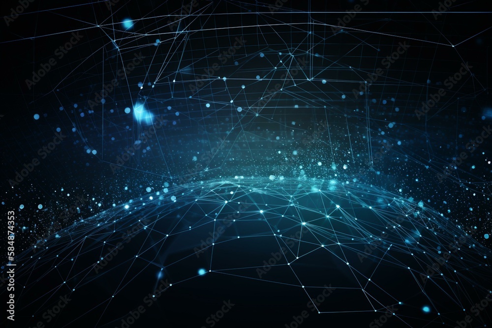 Fototapeta premium banner, Deep Blue background, Technology background, Business concept, digital background, bokeh, Generative AI