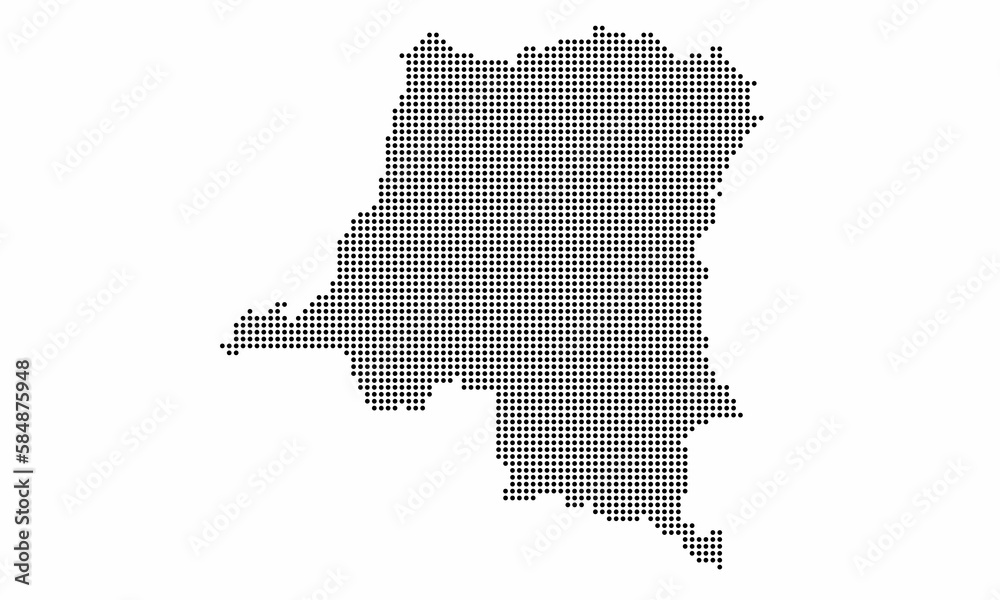 Democratic Republic of the Congo dotted map with grunge texture in dot style. Abstract vector illustration of a country map with halftone effect for infographic. 