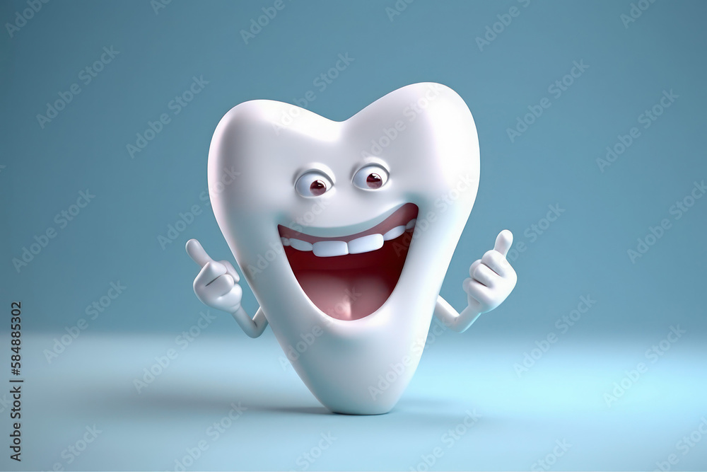 Happy white tooth on a medical background. AI generated, human enhanced. Happy white tooth on a medical background. AI generated, human enhanced.