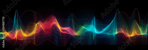 colorful abstract particle soundwave or voice pattern background, generative ai