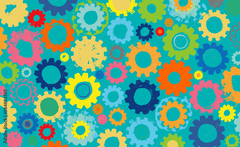 Colorful Cogs and Gears of Industry Illustration Colorful Cogs and Gears of Industry Illustration
