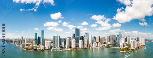 Aerial panorama of Miami, Florida. Miami is a majority-minority city and a major center and leader in finance, commerce, culture, arts, and international trade. © mandritoiu