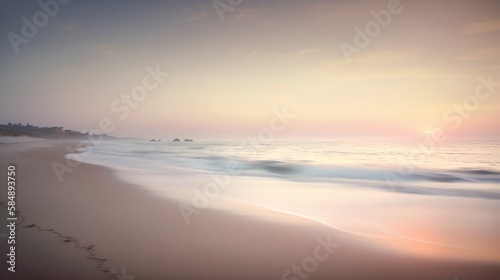 Sea beach at sunrise. Generative AI