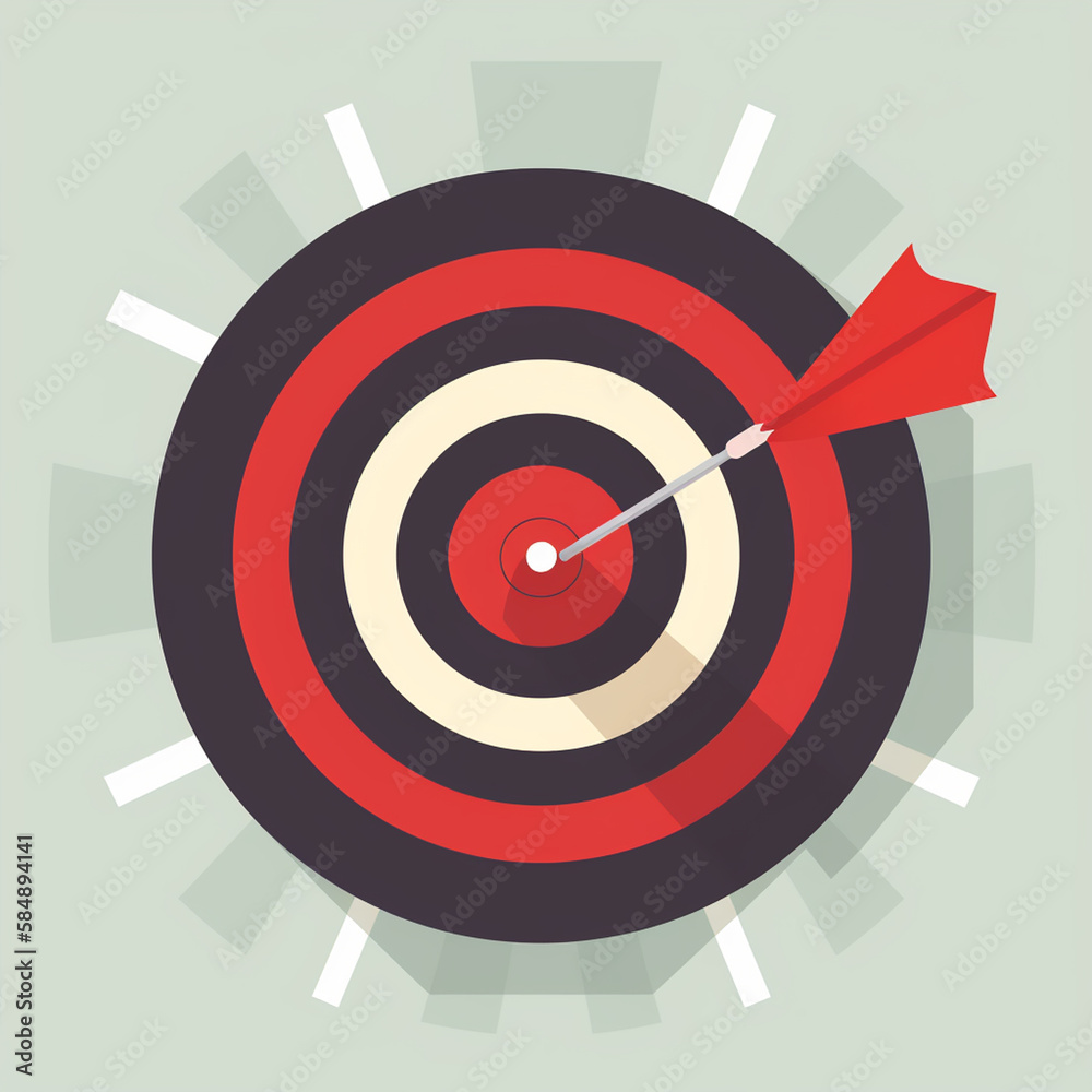 Dart Hitting a Bullseye Vector Art, Metaphor for Success and Accomplishing Goals, Achievement - Generative AI Dart Hitting a Bullseye Vector Art, Metaphor for Success and Accomplishing Goals, Achievement - Generative AI