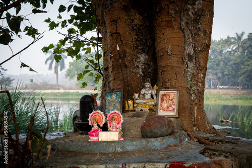 A Hindu shrine to Krishna at a public park in West Bengal, India photo