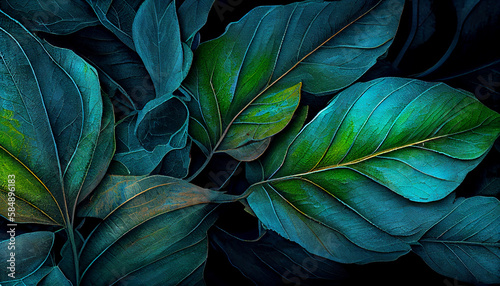 Leafy stripes in nature abstract  fresh green growth  generative AI