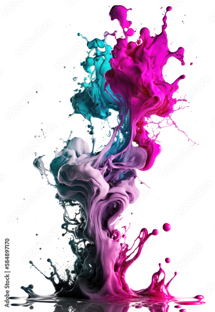 Fototapeta premium Colourful ink in water. abstract background. Generative ai