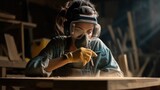 Empowerment through Carpentry: Woman Craftsman at Work, GENERATIVE AI