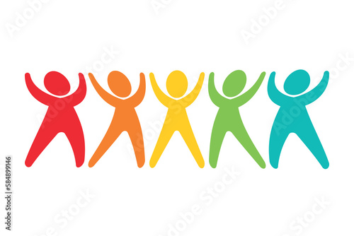 Colorful group people for Autism awareness day icon banner and background element decoration vector illustration