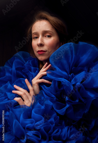 Female portrait with hands photo
