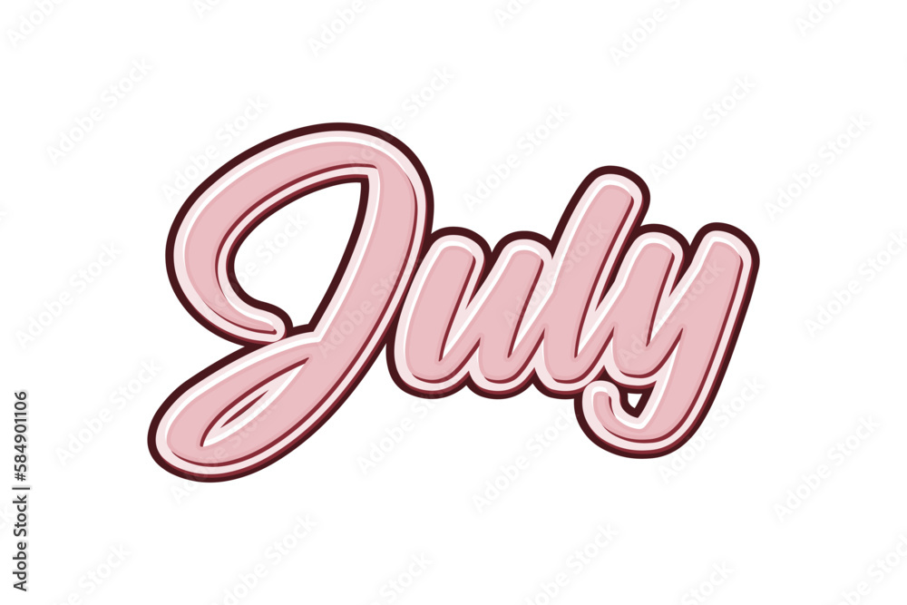 Obraz premium july word typography and text effect design
