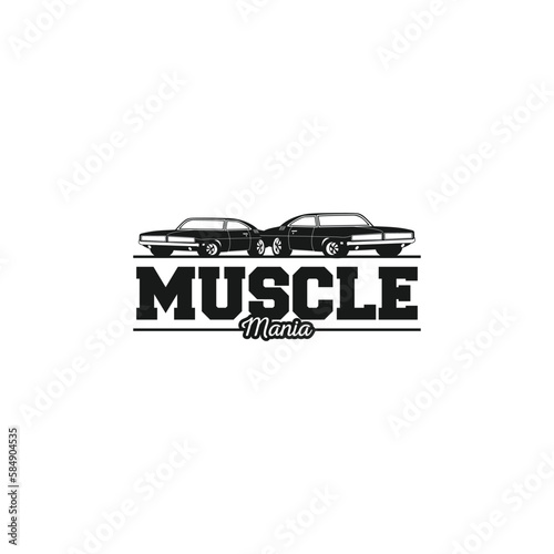 muscle car mania logo, american muscle logo on isolated background
