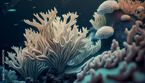Fototapeta Naklejka Na Ścianę i Meble -  Underwater coral reef, fish create natural scenery ,generative AI