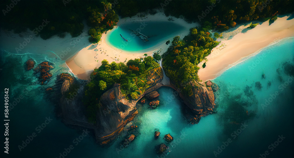 airview beauty seascape caribean scene ,generative AI