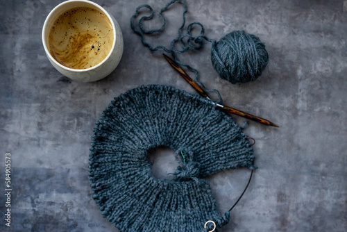 Blue Knit and Coffee photo