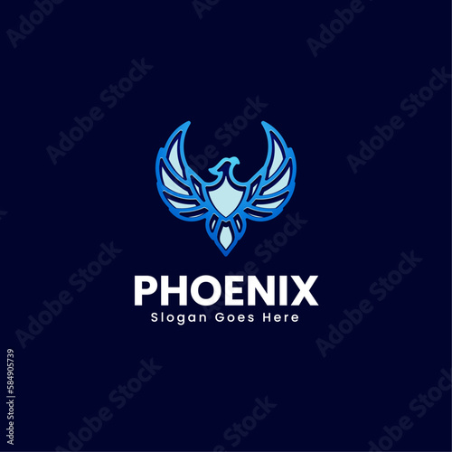 Vector Logo Illustration Phoenix Gradient Line Art Style