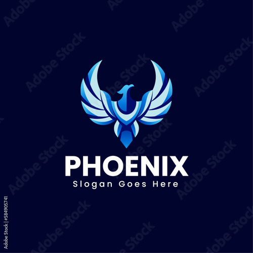 Vector Logo Illustration Phoenix Gradient Colorful Style