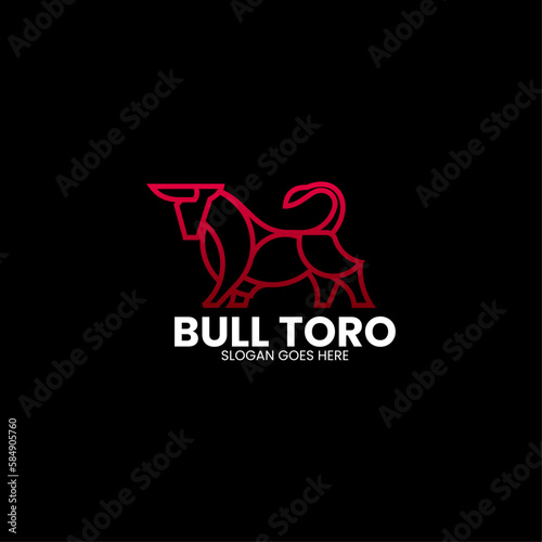 Vector Logo Illustration Bull Gradient Line Art Style