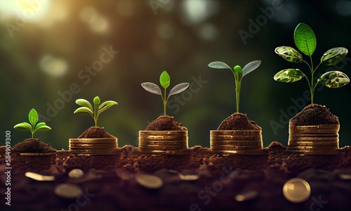 Planting the seeds of success  the journey of business growth  money growth  saving and investing concept  personal finance background  conceptual imagery of financial concepts. Generative AI