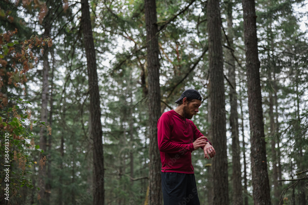 Trail runner out in the hills and forests. Trail runner out in the hills and forests.