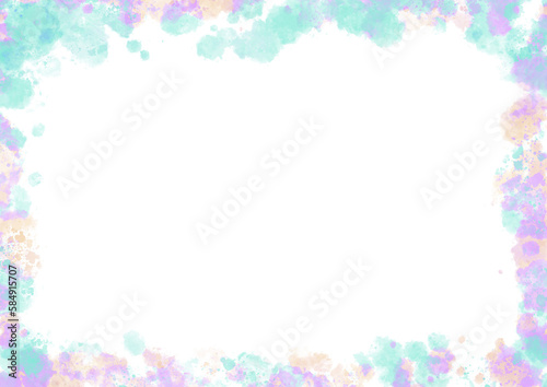 きれいな水彩風の枠素材　透過PNG