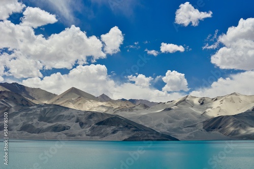 Baisha Lake in Bulunkou Reservoir, Pamir Plateau, Xinjiang photo