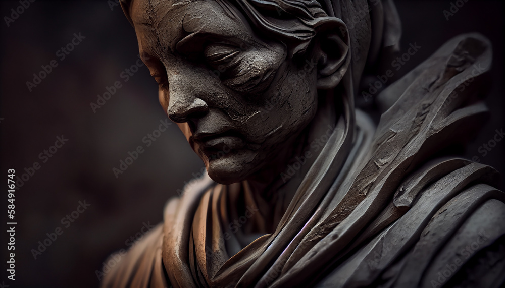 Sculpture of a praying man in Catholicism ,generative AI