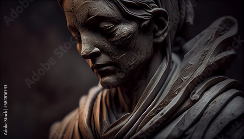 Sculpture of a praying man in Catholicism ,generative AI