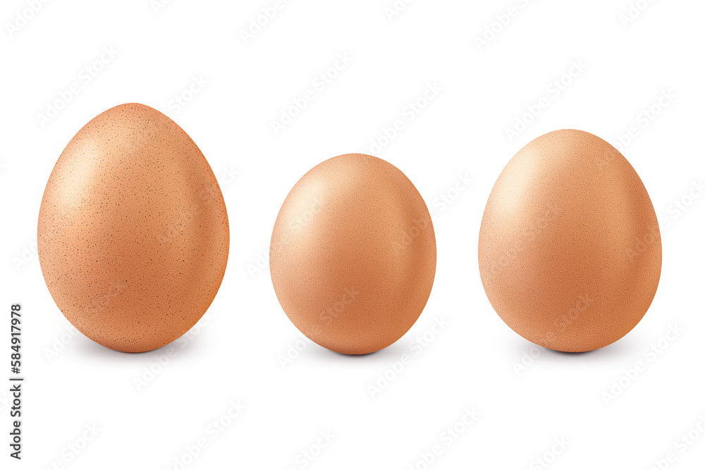 Three eggs on a transparent background. Whole eggs of various shapes. Egg. Three eggs on a transparent background. Whole eggs of various shapes. Egg.