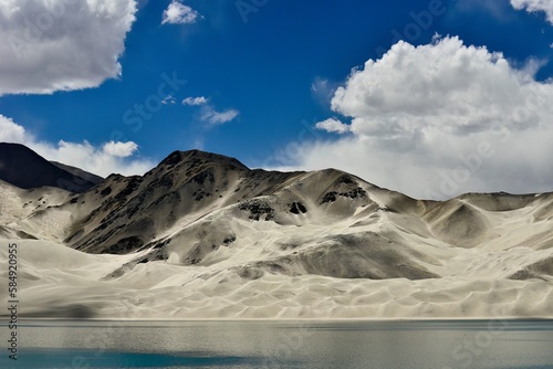 Baisha Lake in Bulunkou Reservoir, Pamir Plateau, Xinjiang © Yungtao Chang