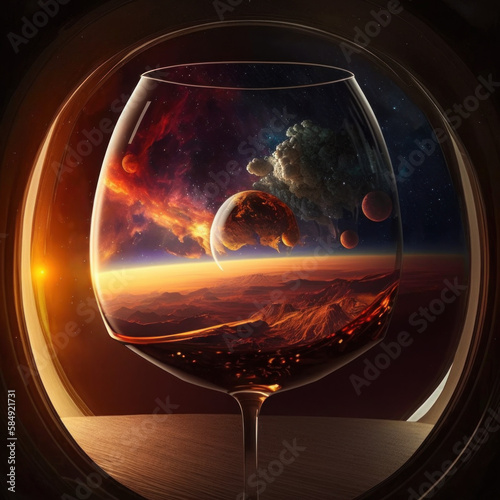 glass of red wine space