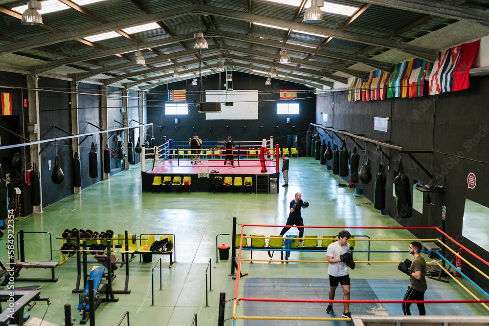 Group of boxers working out in gym Group of boxers working out in gym