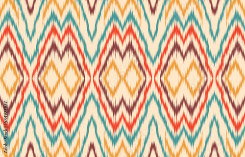 Ethnic abstract ikat art. Fabric Morocco, geometric ethnic pattern seamless color oriental. Background, Design for fabric, curtain, carpet, wallpaper, clothing, wrapping, Batik, vector illustration