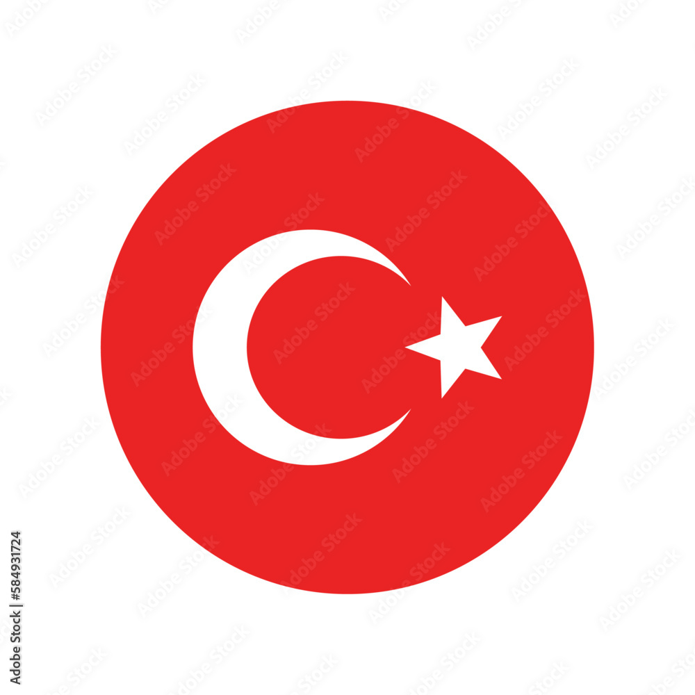 Flag of Turkey flat icon. Round vector element with shadow underneath. Best for mobile apps, UI and web design. Flag of Turkey flat icon. Round vector element with shadow underneath. Best for mobile apps, UI and web design.