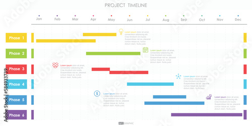 project timeline diagram Infographic roadmap template for business. 12 Months modern Timeline diagram calendar with presentation vector infographic.