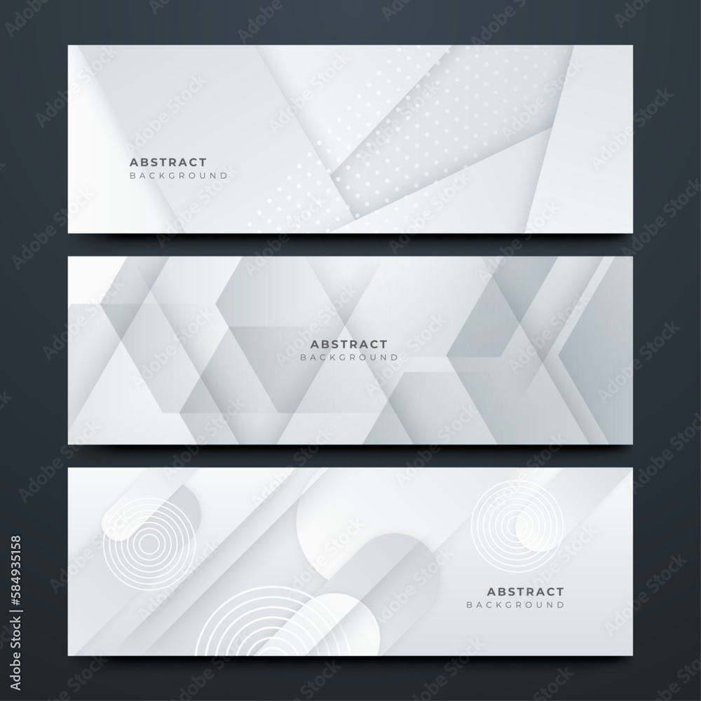 Fototapeta premium Abstract white grey gray geometric shapes geometric light 3d line shape with futuristic concept presentation background