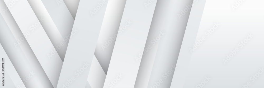 Abstract white grey gray geometric shapes vector technology background, for design brochure, website, flyer. Geometric white 3d shapes wallpaper for poster, certificate, presentation, landing page