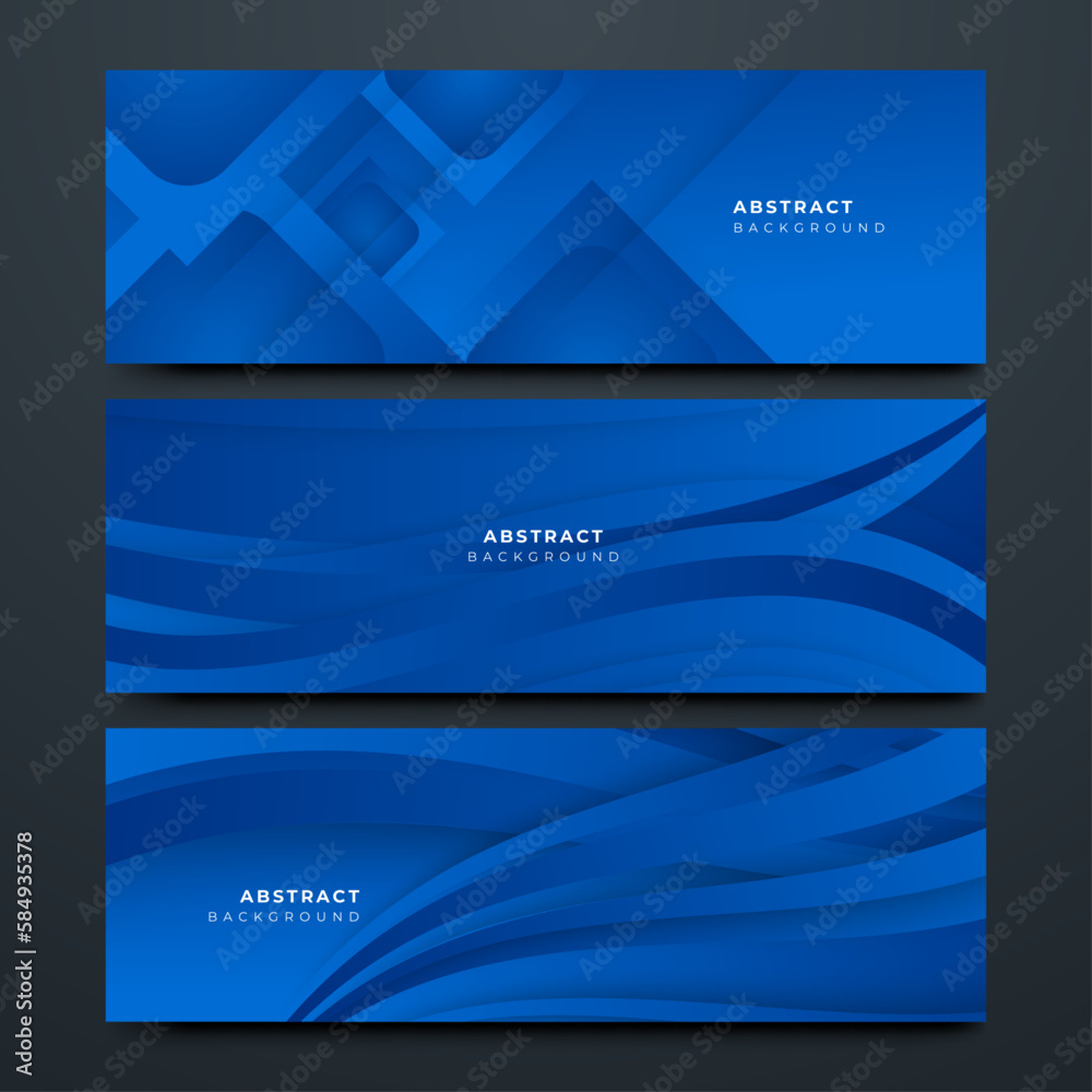 Blue abstract vector long banner. Minimal background with arrows and copy space for text. Facebook cover, web banner
