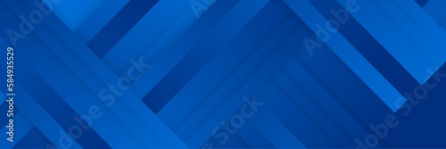 Blue abstract vector long banner. Minimal background with arrows and copy space for text. Facebook cover, web banner