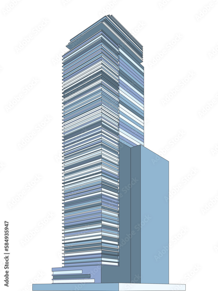 3D architectural drawing, Modern architecture 3D architectural drawing, Modern architecture