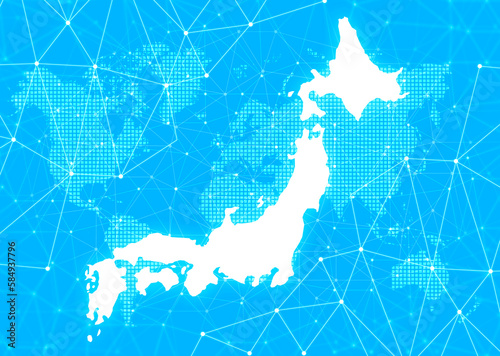 日本地図とネットワークの背景
