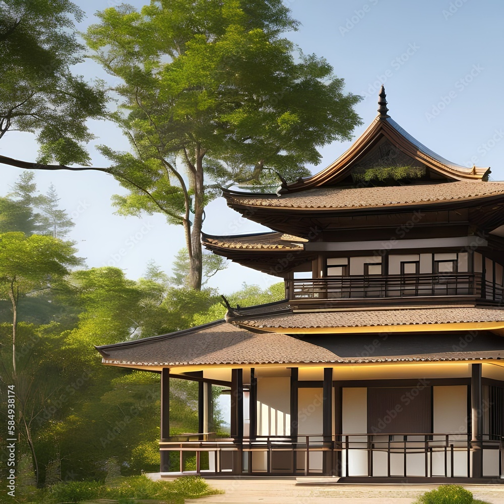 Obraz premium Pagoda home204, Generative AI