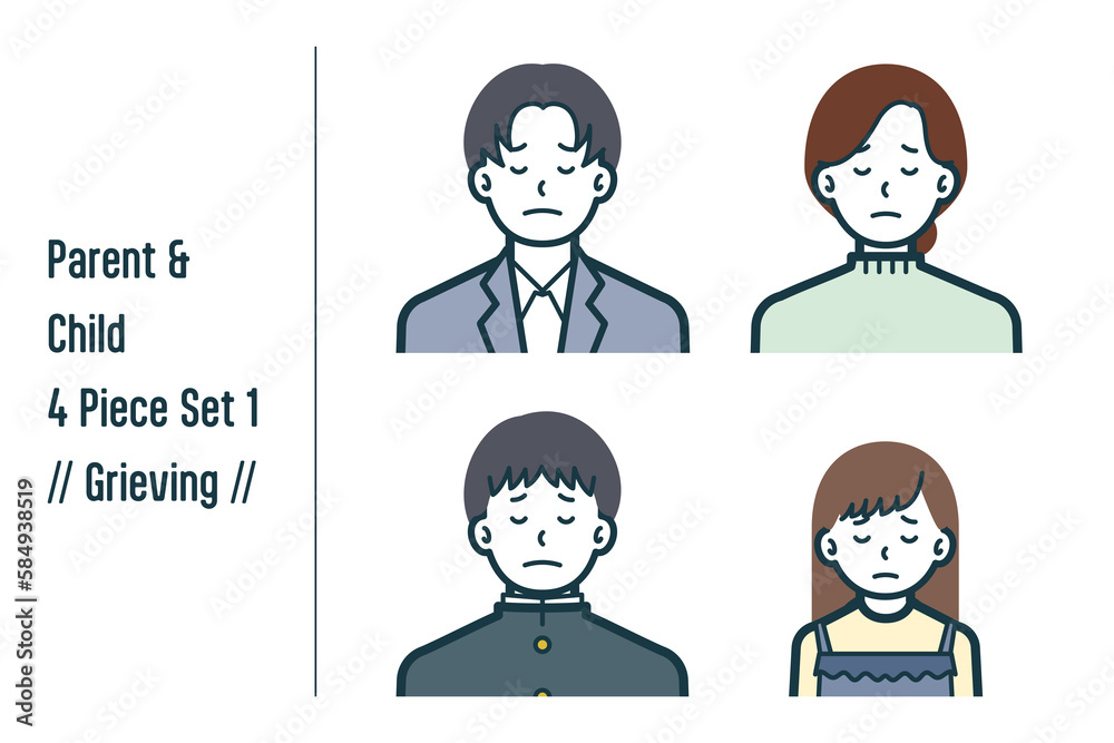 悲しんでいる親子の4点セットno.1 悲しんでいる親子の4点セットno.1