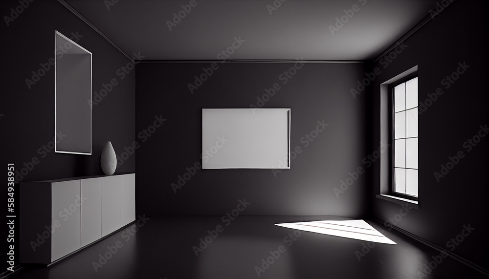 Modern studio apartment clean design with abstract artwork generated by AI Modern studio apartment clean design with abstract artwork generated by AI