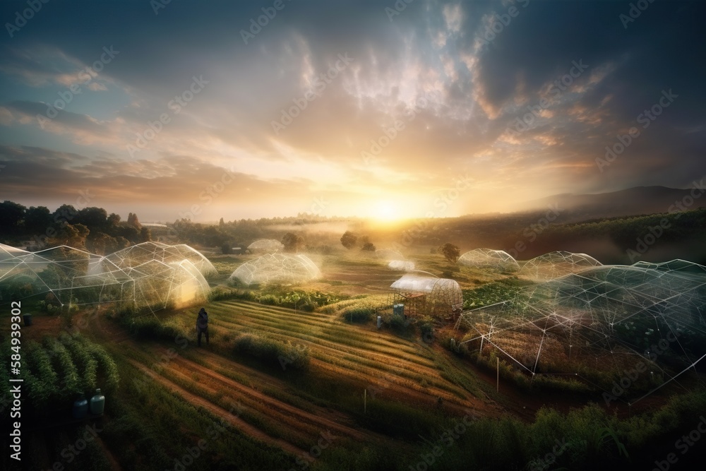 Φωτογραφία A Field With A Lot Of Green Plants And A Man Standing In The Middle Of It Farm P