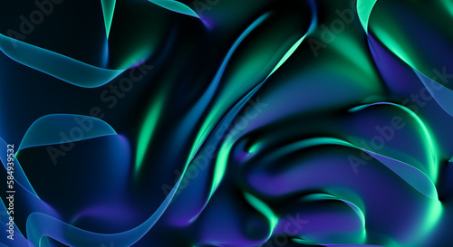 Dark moody 3D render of swirling abstract shapes